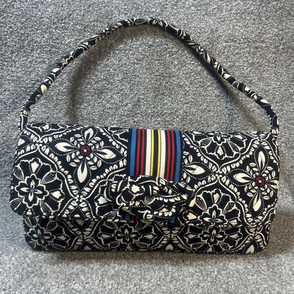 Vera Bradley Not Just A Clutch Barcelona Hand Bag Shoulder Purse Multi Stripe